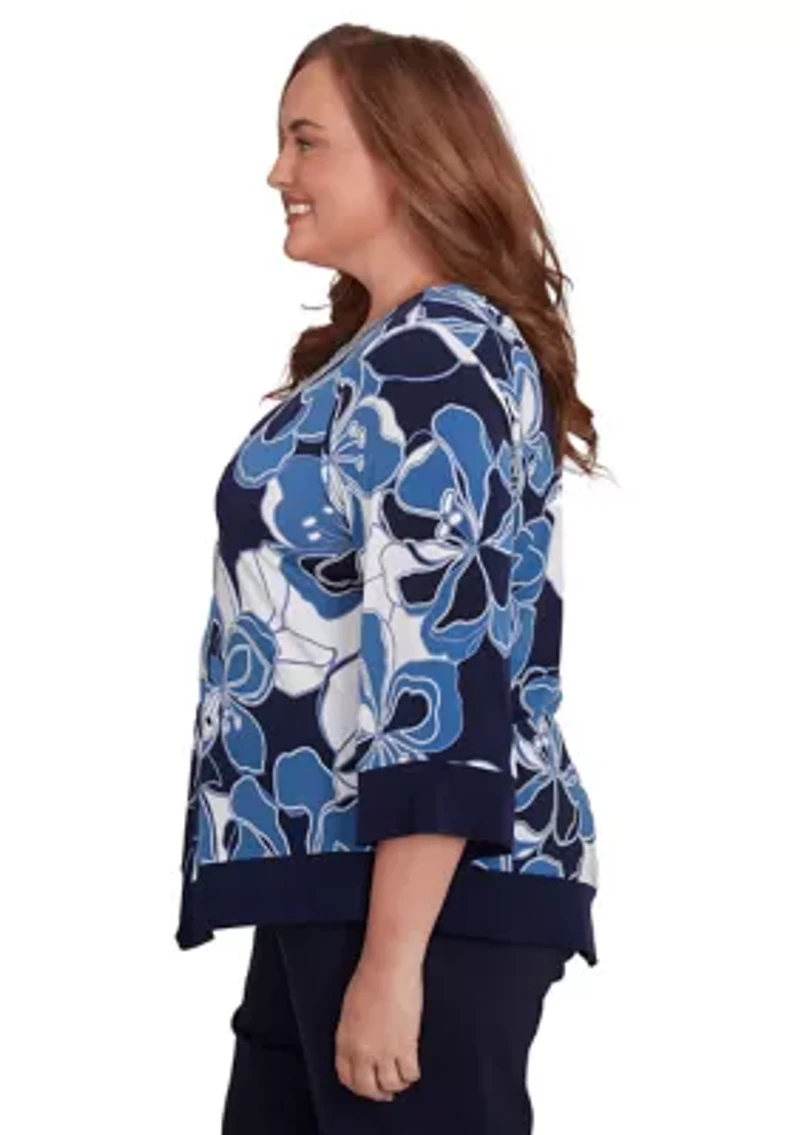 Plus Classics Patch Floral Top