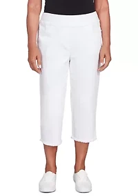 Petite Classics Denim Fringe Capri Pants