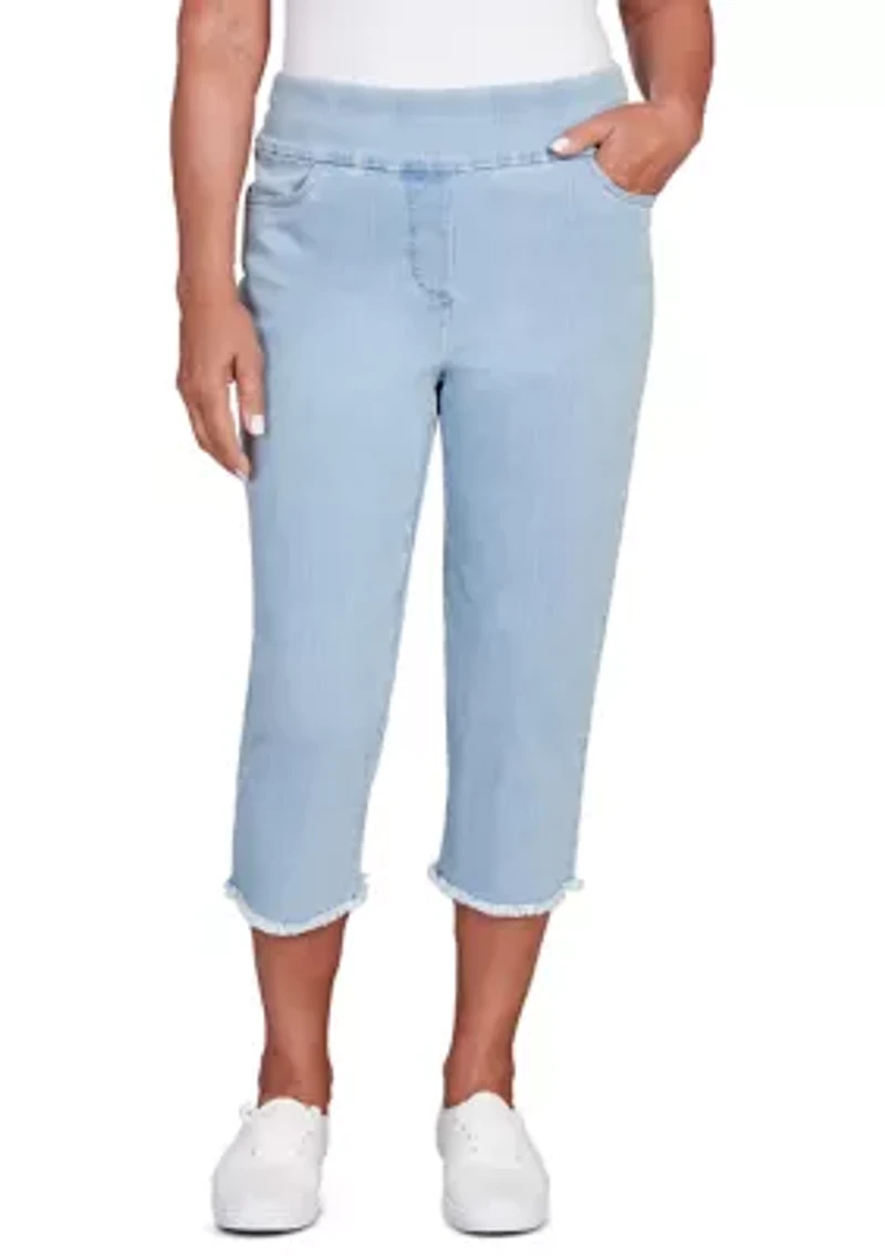Petite Classics Denim Fringe Capri Pants
