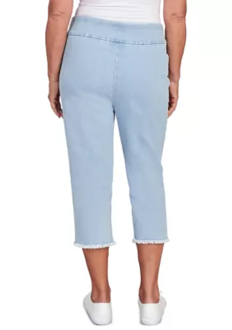 Petite Classics Denim Fringe Capri Pants