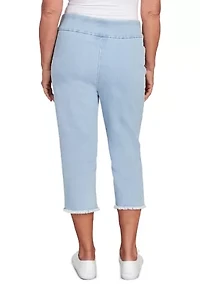 Petite Classics Denim Fringe Capri Pants
