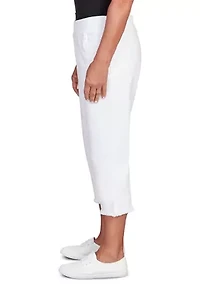 Petite Classics Denim Fringe Capri Pants