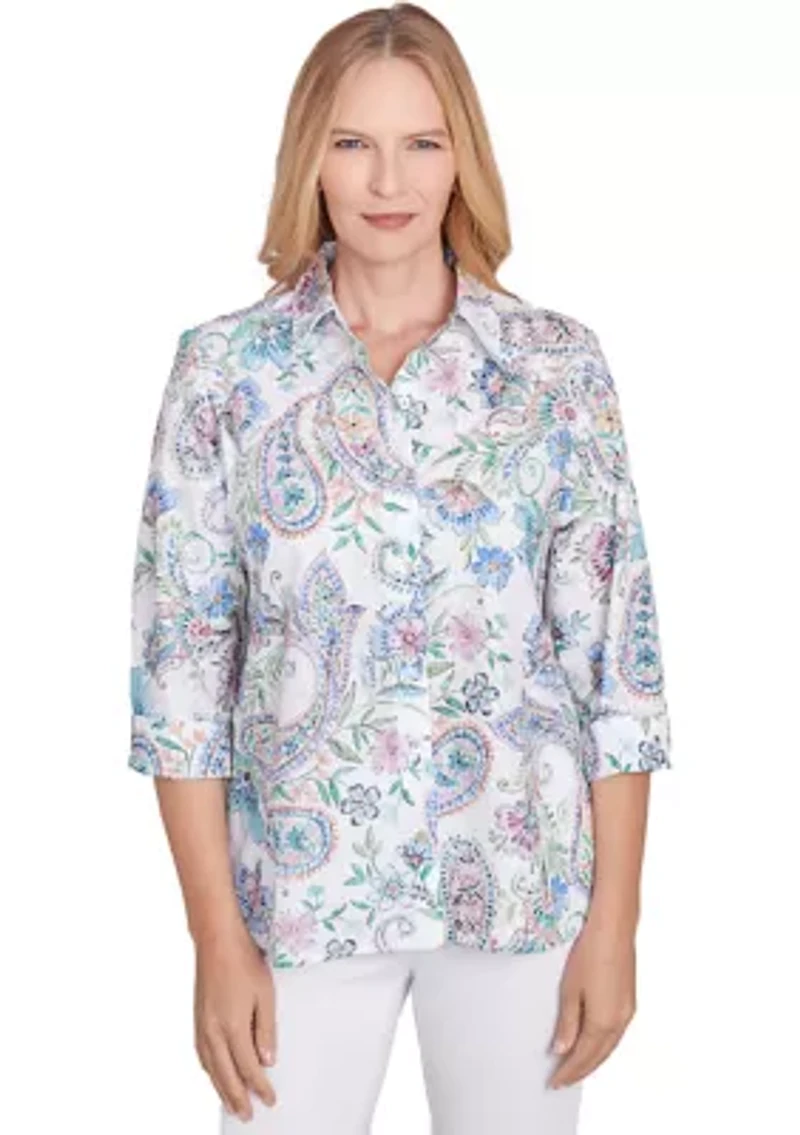 Petite Classics Paisley Woven Top