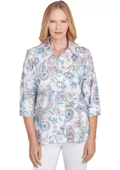 Petite Classics Paisley Woven Top
