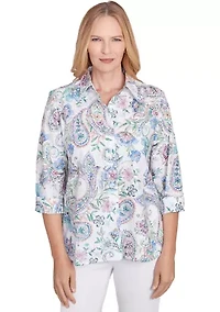 Petite Classics Paisley Woven Top