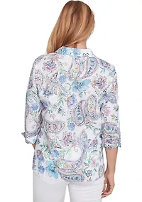 Petite Classics Paisley Woven Top