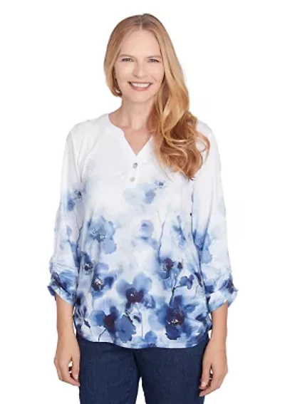 Petite Classics Border Floral Top