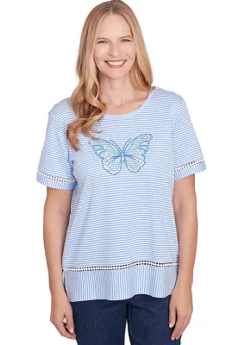 Petite Classics Butterfly Stripe Top