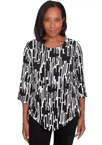 Petite Classics Vertical Geometric Printed Top