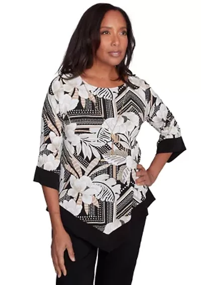 Petite Classics Geometric Floral Printed Top
