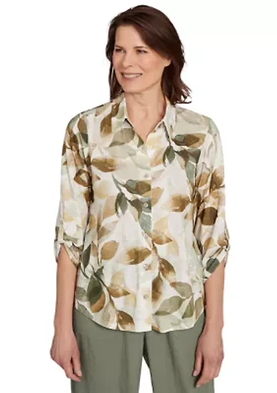 Women's Copper Canyon Leaf Print Knit Shirt