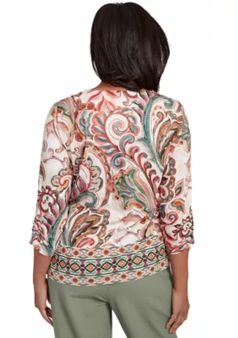 Women's Copper Canyon Texture Scroll Border Top