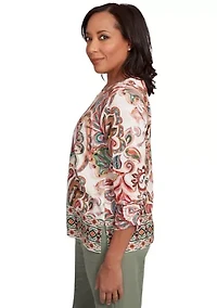 Women's Copper Canyon Texture Scroll Border Top