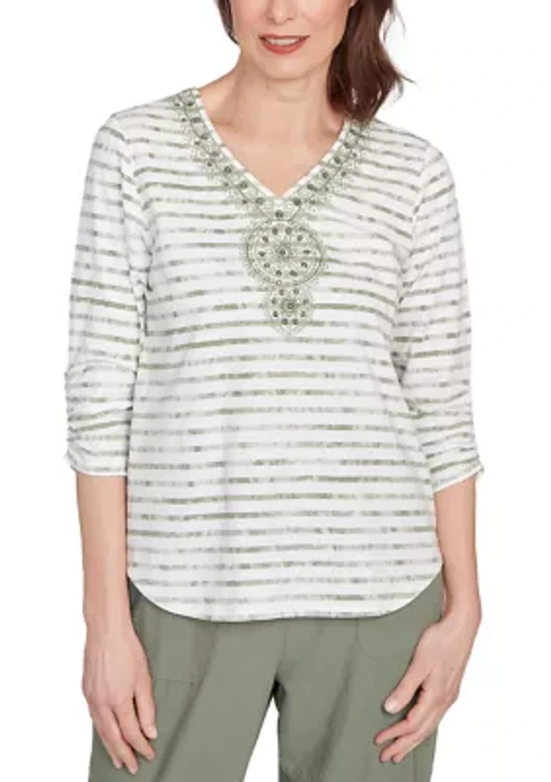 Women's Copper Canyon Stripe with Medallion Yoke Top