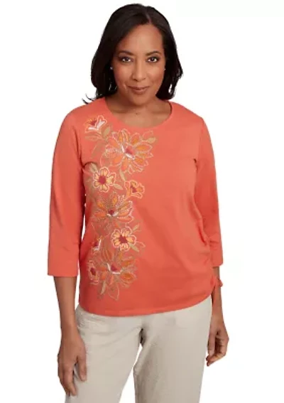 Women's Copper Canyon Asymmetric Floral Embroidery Top