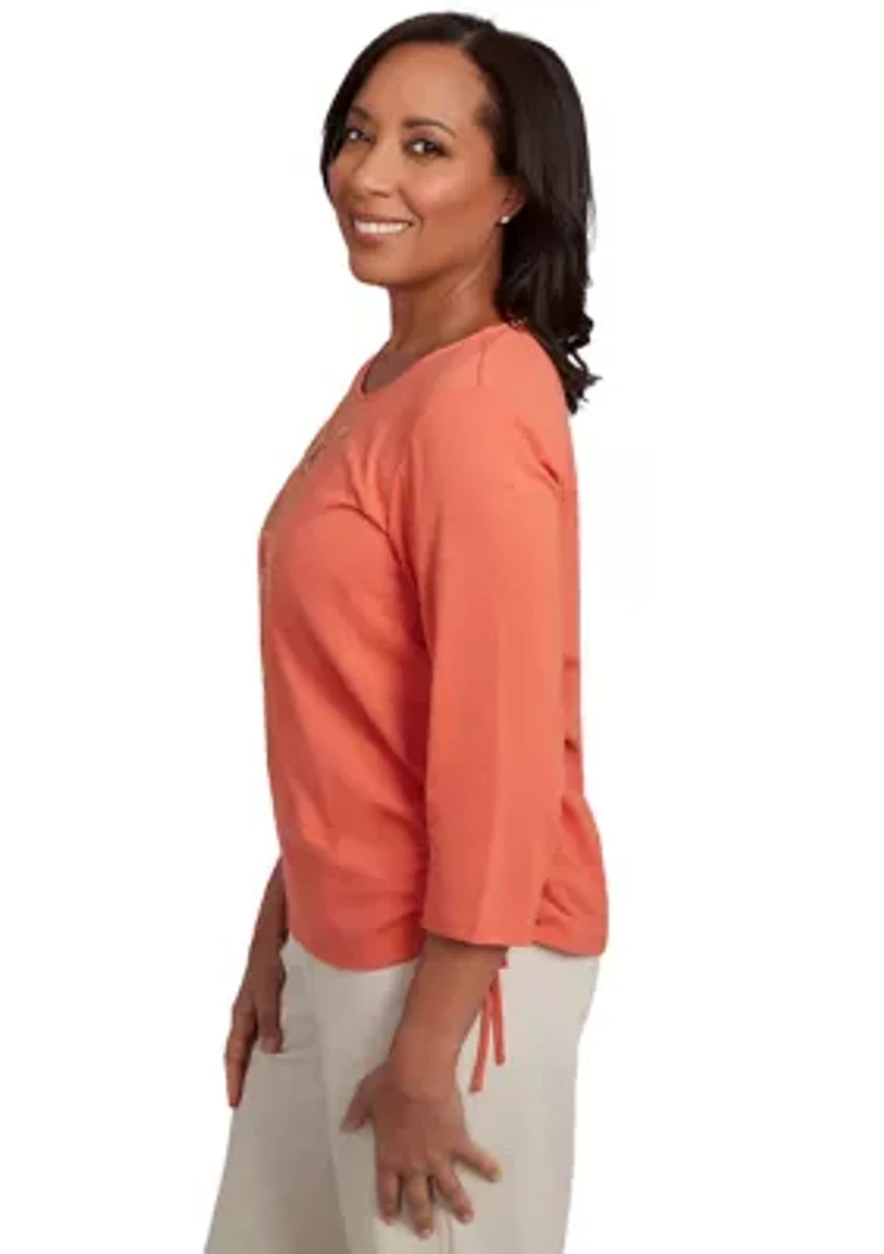 Women's Copper Canyon Asymmetric Floral Embroidery Top