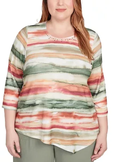 Plus Copper Canyon Watercolor Biadere Top