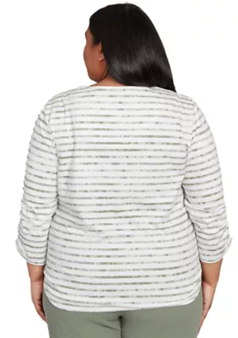 Plus Copper Canyon Stripe with Medallion Yoke Top