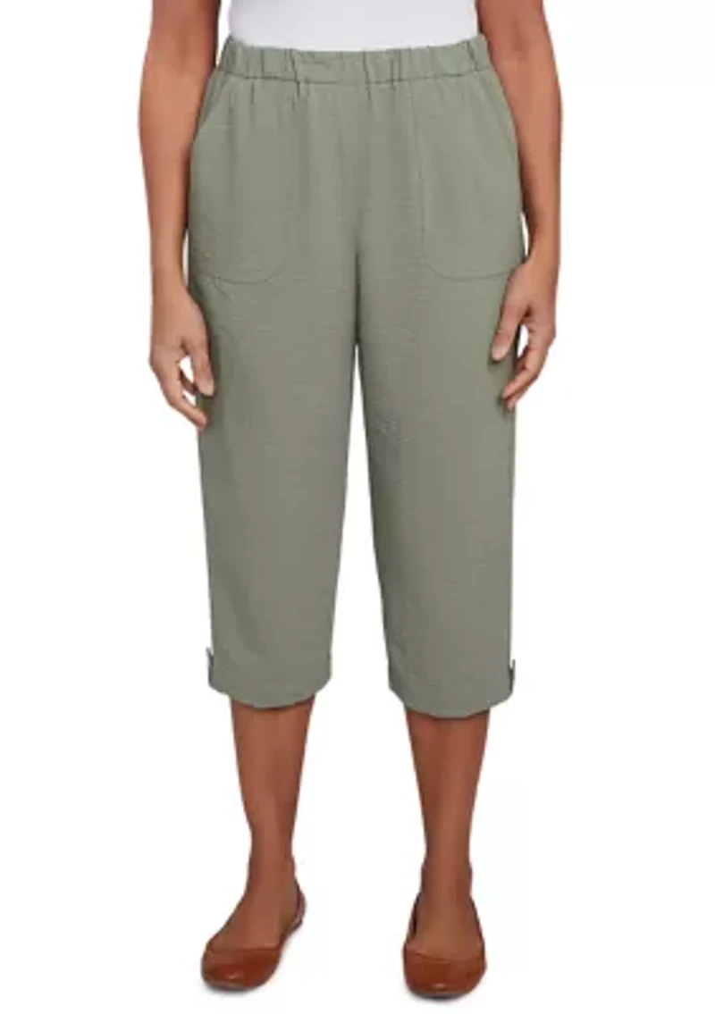 Petite Copper Canyon Button Tab Capri Pants