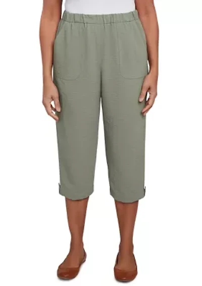 Petite Copper Canyon Button Tab Capri Pants