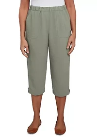 Petite Copper Canyon Button Tab Capri Pants