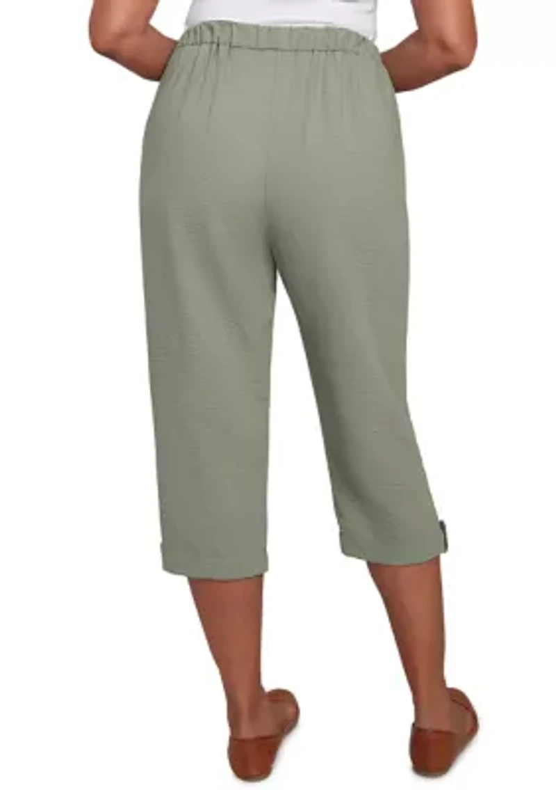 Petite Copper Canyon Button Tab Capri Pants