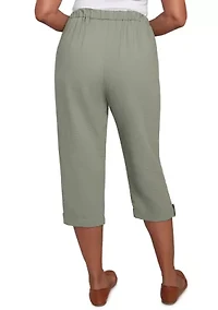 Petite Copper Canyon Button Tab Capri Pants
