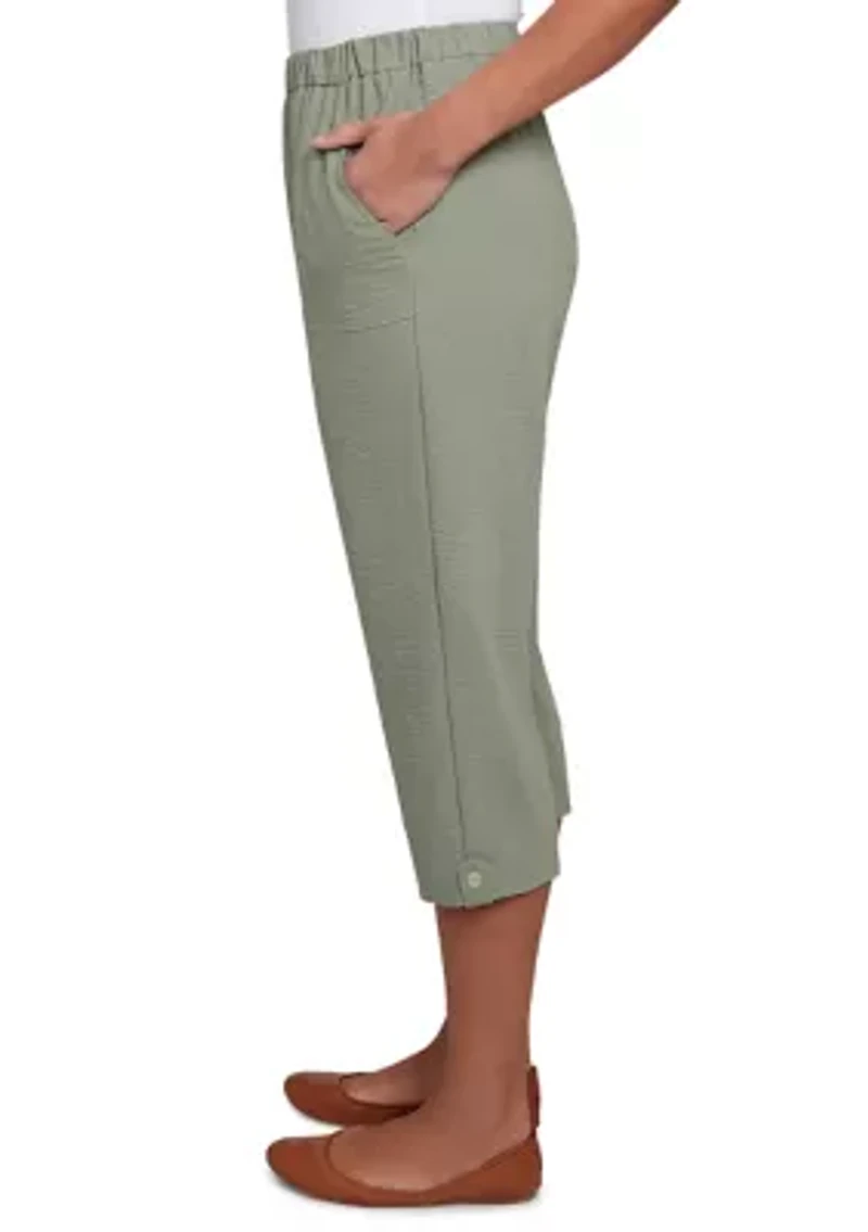 Petite Copper Canyon Button Tab Capri Pants
