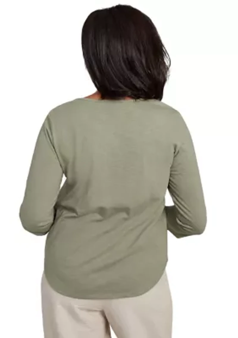 Petite Copper Canyon Floral Yoke with Scattered Sequins Top