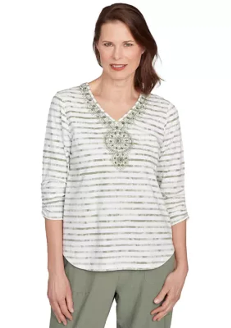 Petite Copper Canyon Stripe with Medallion Yoke Top