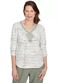 Petite Copper Canyon Stripe with Medallion Yoke Top
