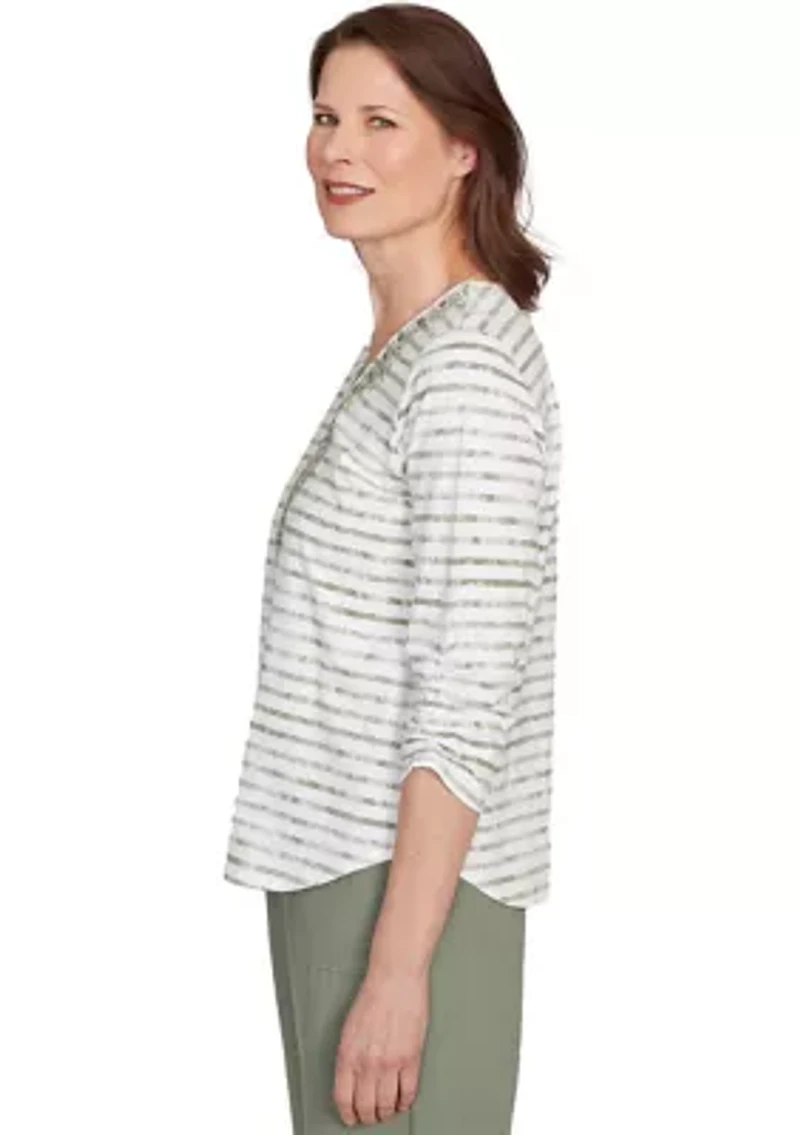 Petite Copper Canyon Stripe with Medallion Yoke Top