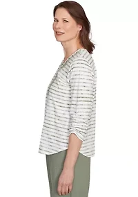 Petite Copper Canyon Stripe with Medallion Yoke Top