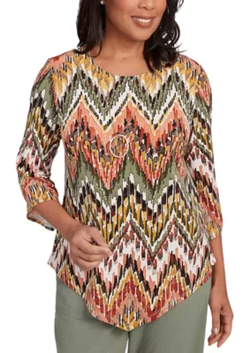 Petite Copper Canyon Ikat Chevron Top