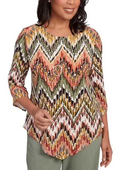 Petite Copper Canyon Ikat Chevron Top