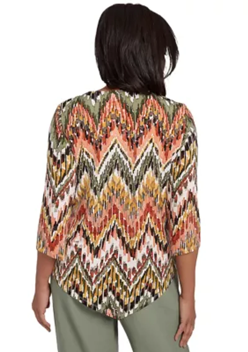 Petite Copper Canyon Ikat Chevron Top