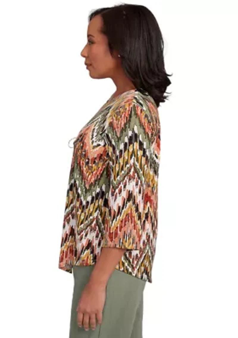 Petite Copper Canyon Ikat Chevron Top