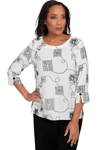 Women's Santa Barbara Geo Floral Soutache Embroidery Top