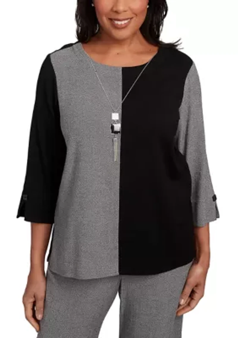 Women's Santa Barbara Center Spliced Top with Necklace