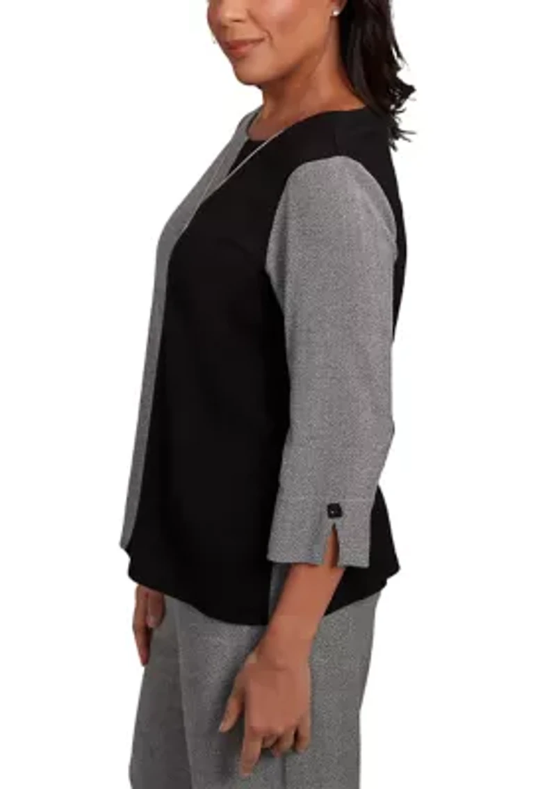 Women's Santa Barbara Center Spliced Top with Necklace