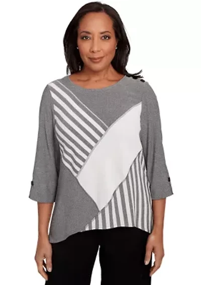Women's Santa Barbara Diagonal Spliced Stripe Top