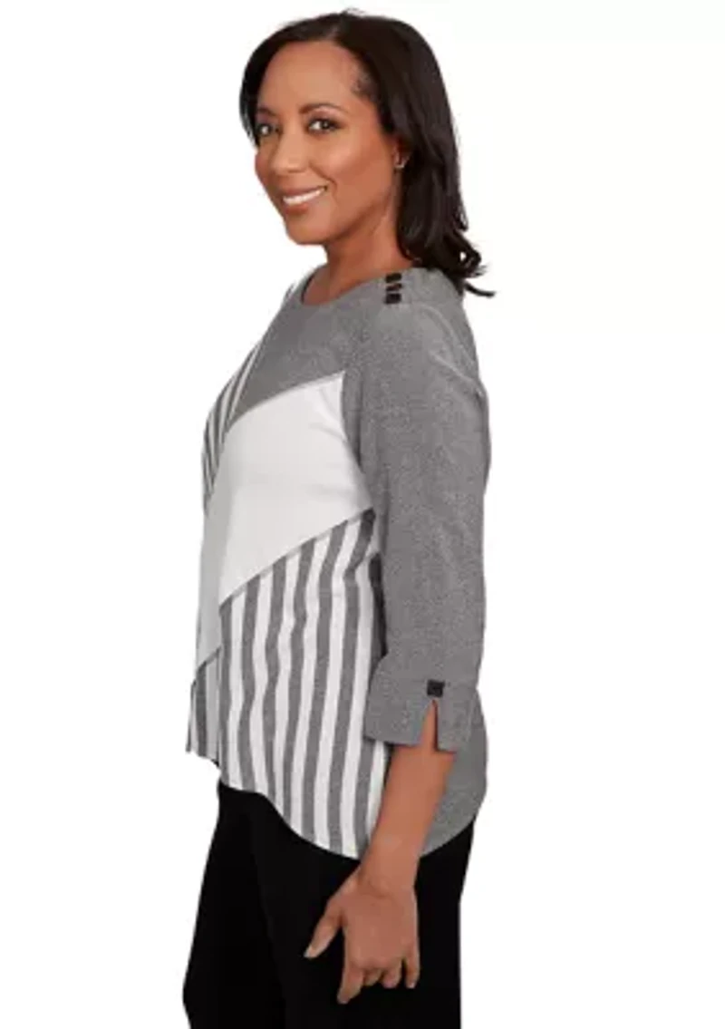 Women's Santa Barbara Diagonal Spliced Stripe Top