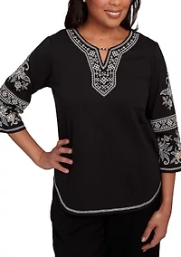 Women's Santa Barbara Embroidered Sleeves Top