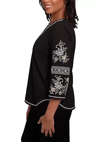 Women's Santa Barbara Embroidered Sleeves Top