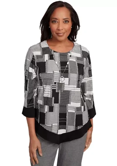 Women's Santa Barbara Patchwork with Solid Black Trim Top