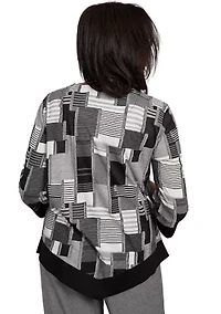 Women's Santa Barbara Patchwork with Solid Black Trim Top