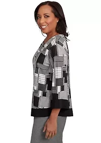 Women's Santa Barbara Patchwork with Solid Black Trim Top