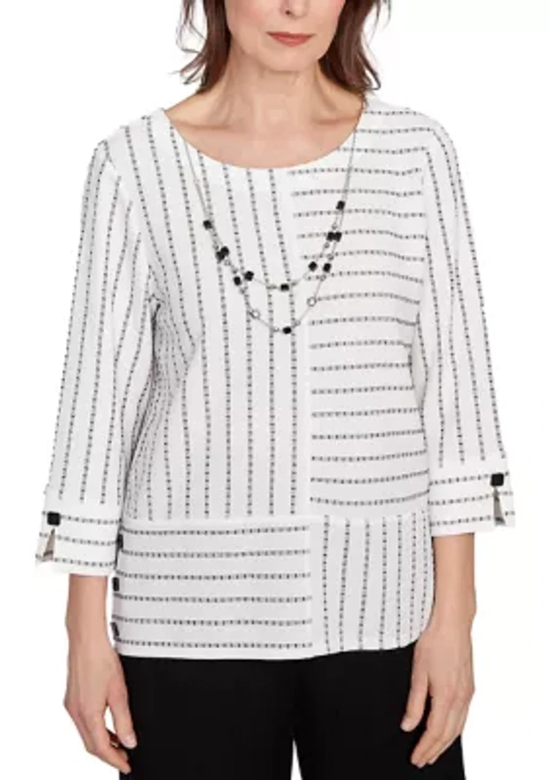 Women's Santa Barbara Spliced Texture Stripe Top