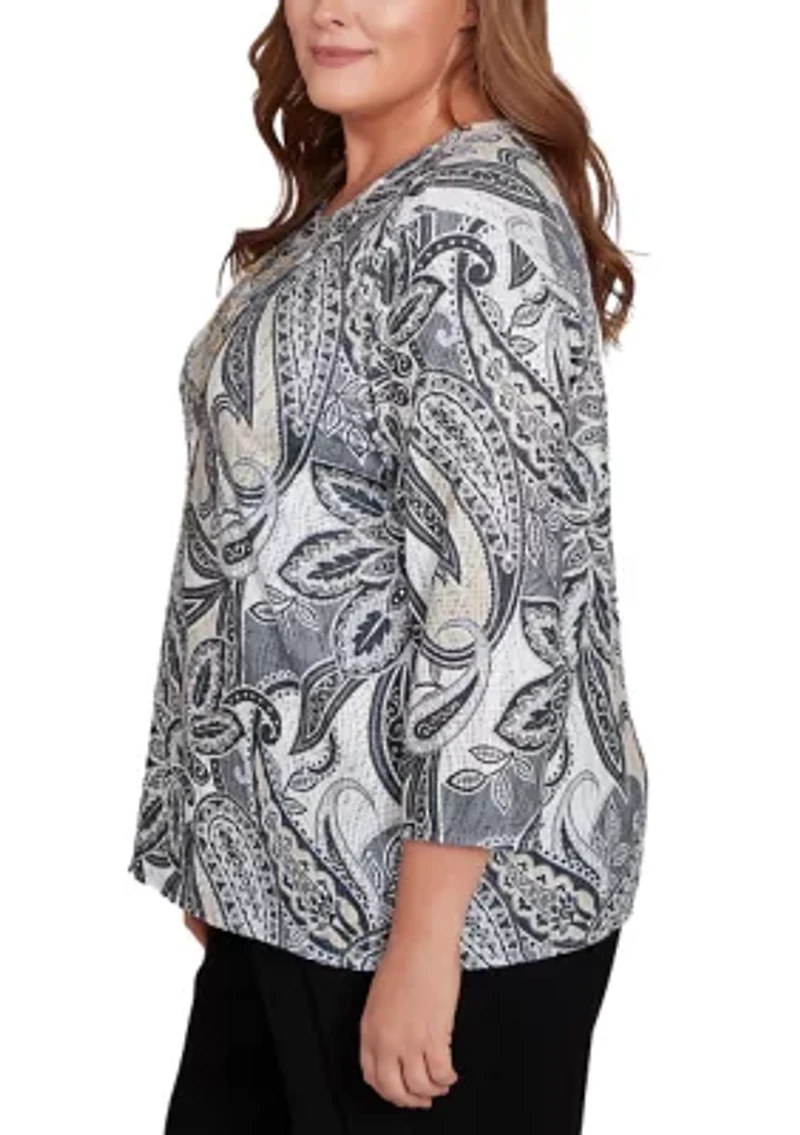 Plus Santa Barbara Reversible Paisley Skin Top