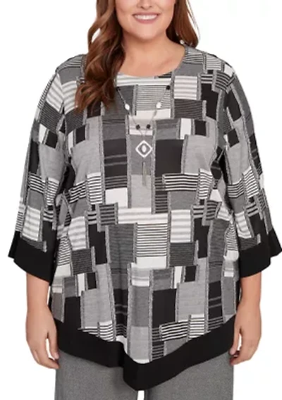 Plus Santa Barbara Patchwork with Solid Black Trim